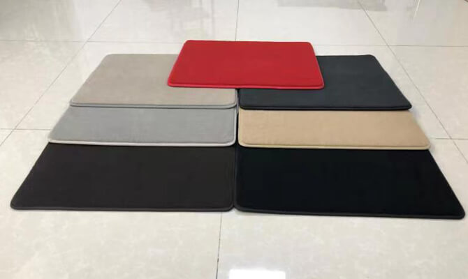 Sample mats in different colors ready for testing