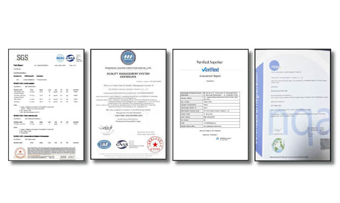 Various test certificates