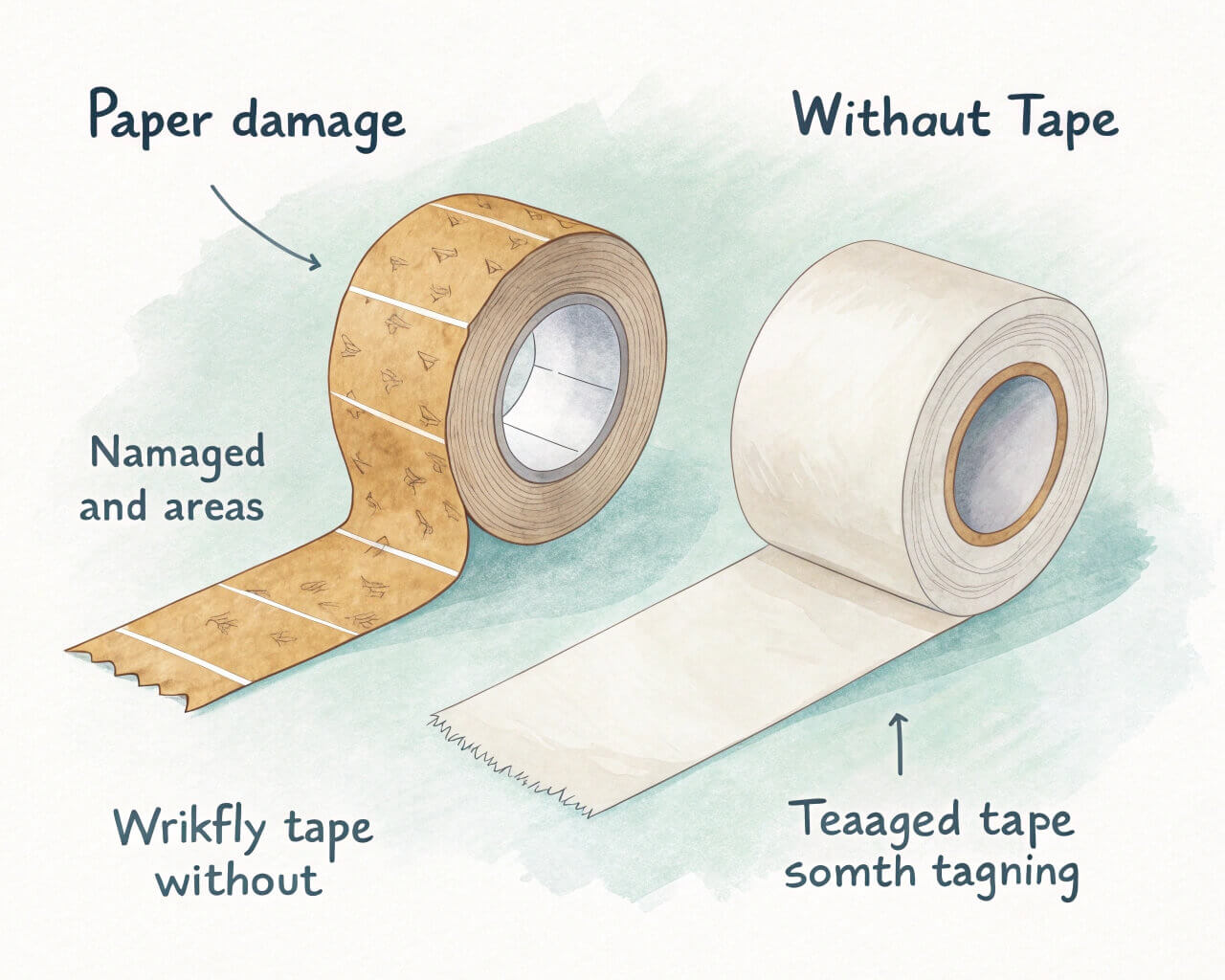 Watercolor paper damage comparison with tape